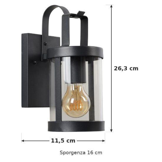 Applique da esterno a lanterna moderna nero ip23