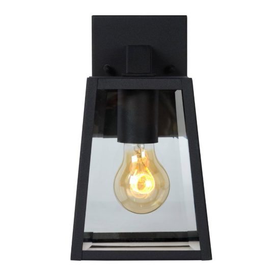 Applique da esterno piccola a lanterna trapezoidale contemporanea nero ip23