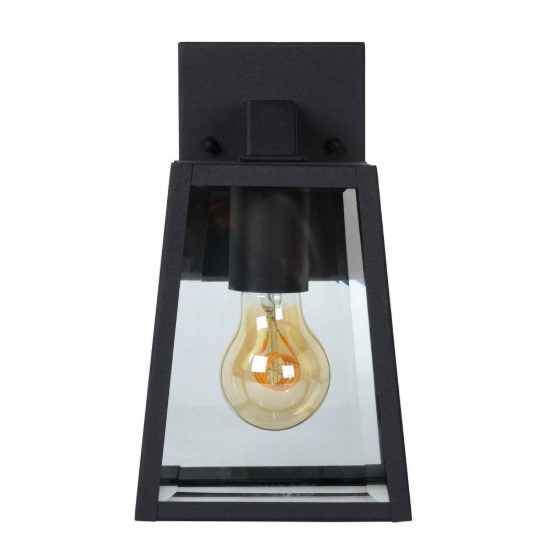 Applique da esterno piccola a lanterna trapezoidale contemporanea nero ip23