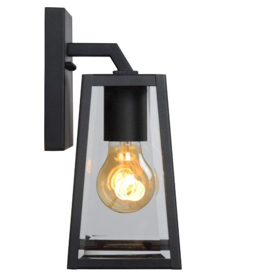 Applique da esterno piccola a lanterna trapezoidale contemporanea nero ip23