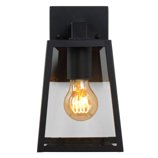 Applique da esterno piccola a lanterna trapezoidale contemporanea nero ip23