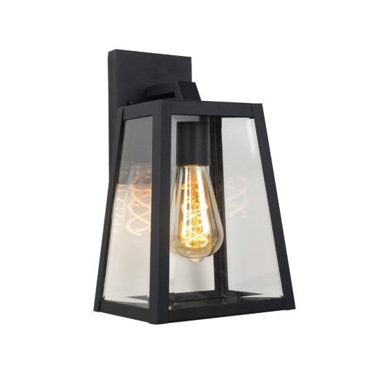Applique da esterno grande a lanterna trapezoidale contemporanea nero ip23