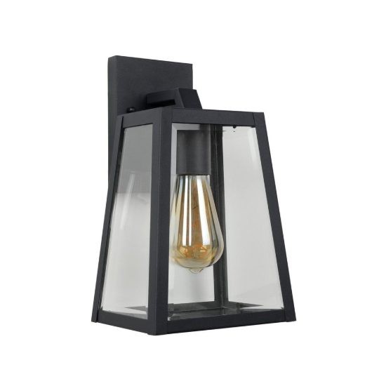 Applique da esterno grande a lanterna trapezoidale contemporanea nero ip23
