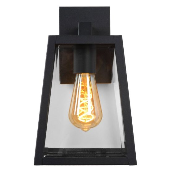 Applique da esterno grande a lanterna trapezoidale contemporanea nero ip23