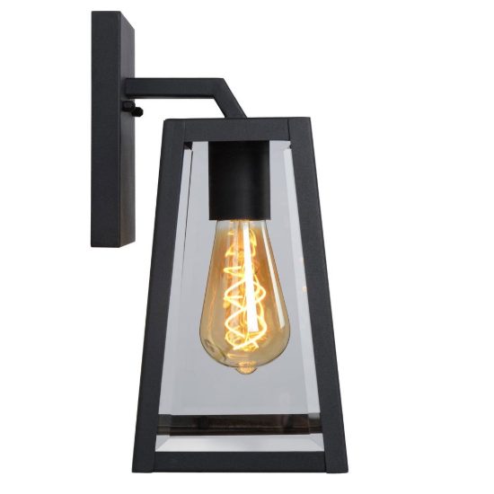 Applique da esterno grande a lanterna trapezoidale contemporanea nero ip23