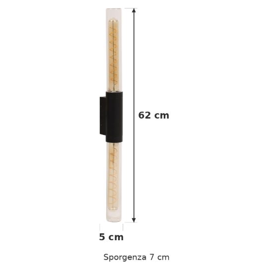 Applique da esterno biemissione lineare moderna nero trasparente ip54