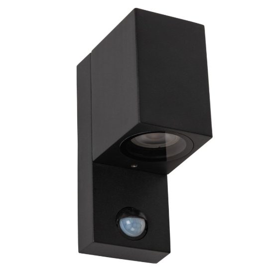 Applique da esterno quadrata nero ip65 con sensore di movimento crepuscolare