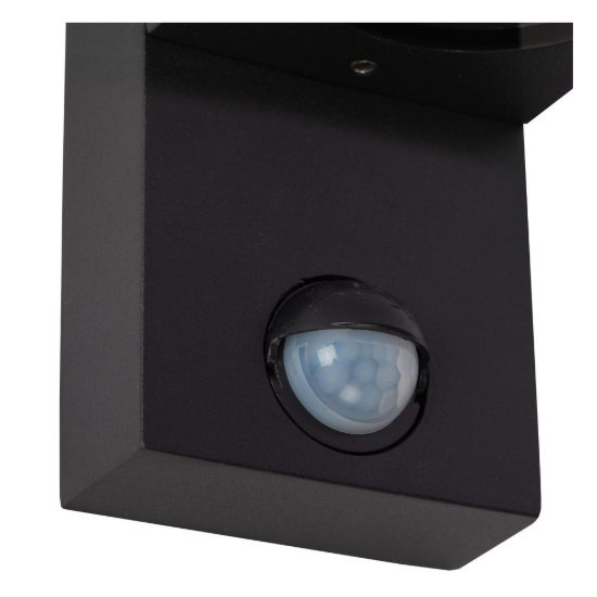 Applique da esterno quadrata nero ip65 con sensore di movimento crepuscolare