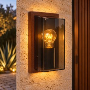 Applique da esterno a lanterna moderna marrone ruggine fume ip65