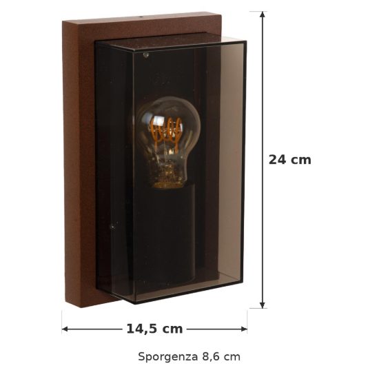 Applique da esterno a lanterna moderna marrone ruggine fume ip65