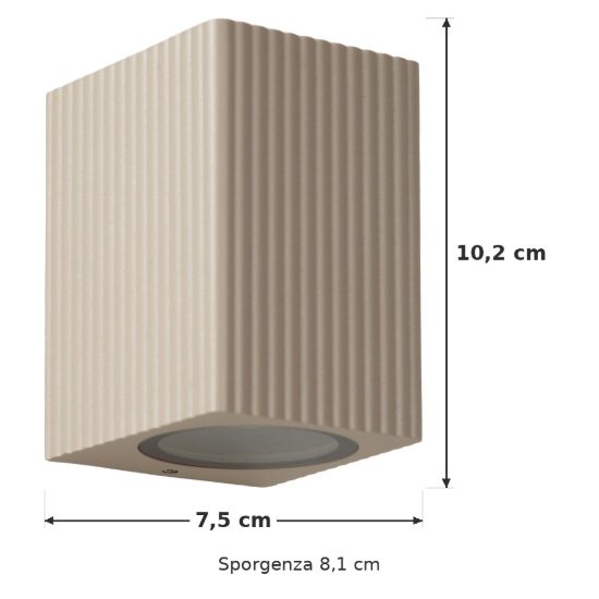 Applique da esterno quadrata rigata moderna tortora ip65