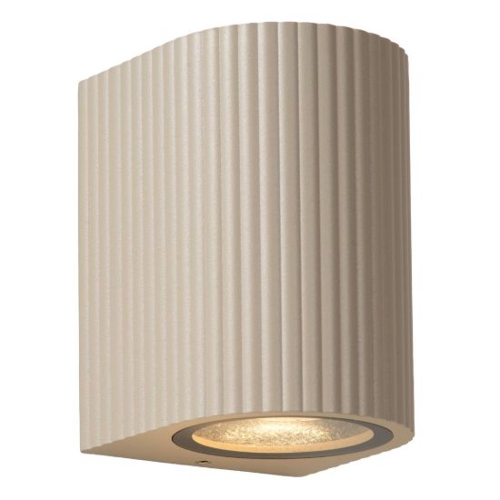 Applique da esterno semicilindrica rigata moderna tortora ip65