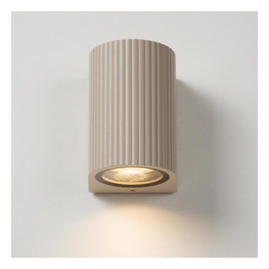 Applique da esterno semicilindrica rigata moderna tortora ip65