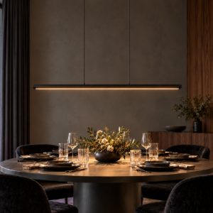 Lampadario a barra lineare per sala da pranzo moderno nero led 28w cct 2200k 3000k 4000k