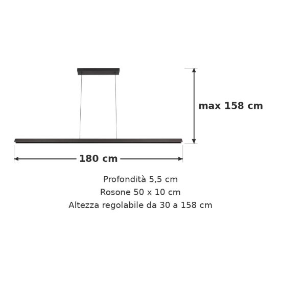 Lampadario a barra lineare per sala da pranzo moderno nero led 28w cct 2200k 3000k 4000k