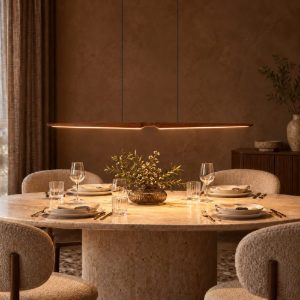 Lampadario a barra lineare per sala da pranzo effetto legno scuro nero led 28w cct 2200k 3000k 4000k