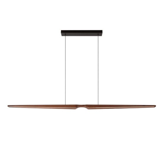 Lampadario a barra lineare per sala da pranzo effetto legno scuro nero led 28w cct 2200k 3000k 4000k
