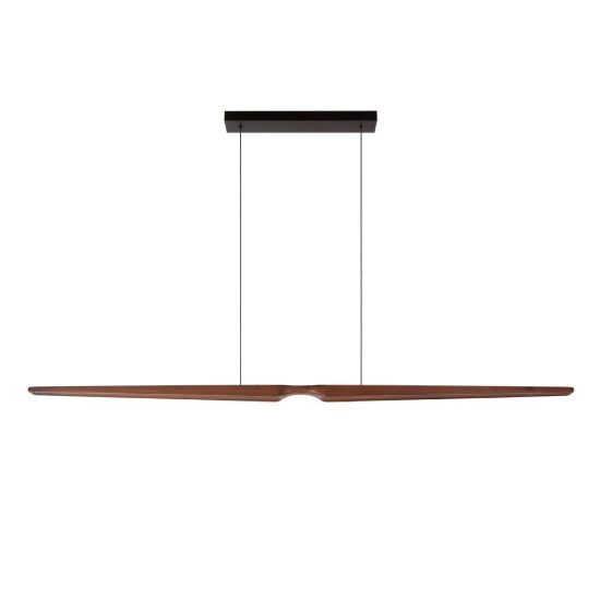 Lampadario a barra lineare per sala da pranzo effetto legno scuro nero led 28w cct 2200k 3000k 4000k