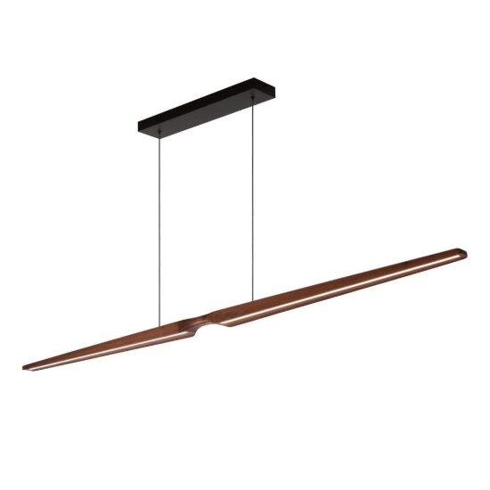 Lampadario a barra lineare per sala da pranzo effetto legno scuro nero led 28w cct 2200k 3000k 4000k