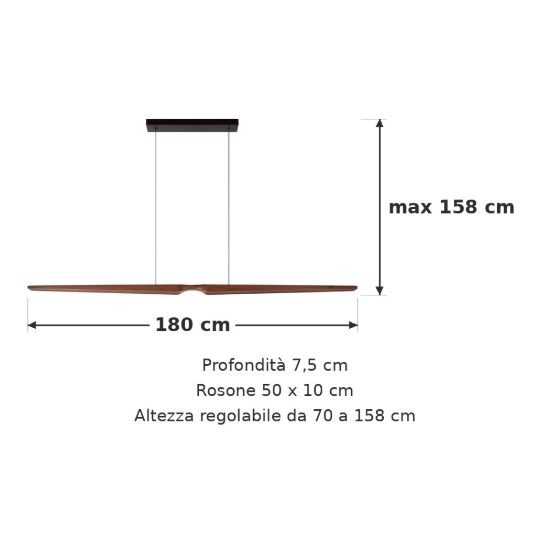 Lampadario a barra lineare per sala da pranzo effetto legno scuro nero led 28w cct 2200k 3000k 4000k