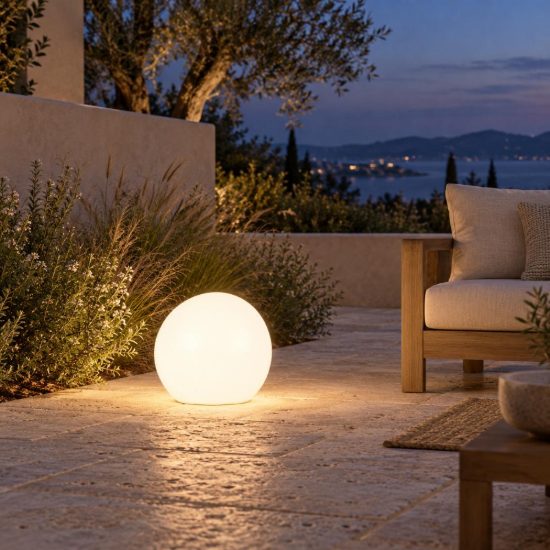 Sfera luminosa da esterno bianco led 1,5w cct 2700k 4500k 6500k con telecomando ip65 ricaricabile