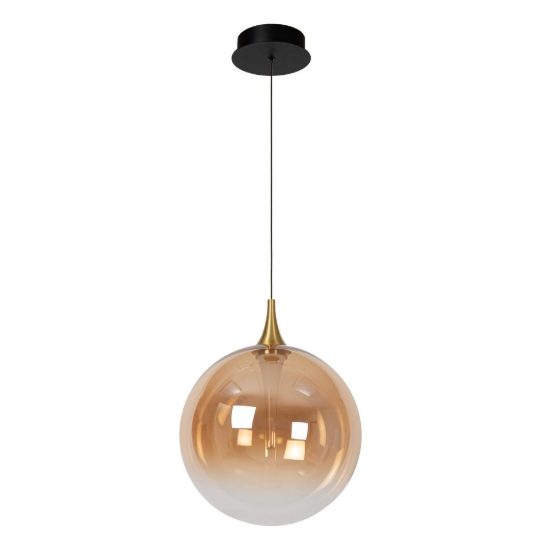 Lampadario a globo per sala da pranzo contemporaneo ambra nero led 9,4w 2700k