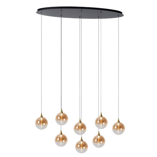 Lampadario con 8 pendenti ovale per sala da pranzo contemporaneo ambra nero led 31,2w 2700k