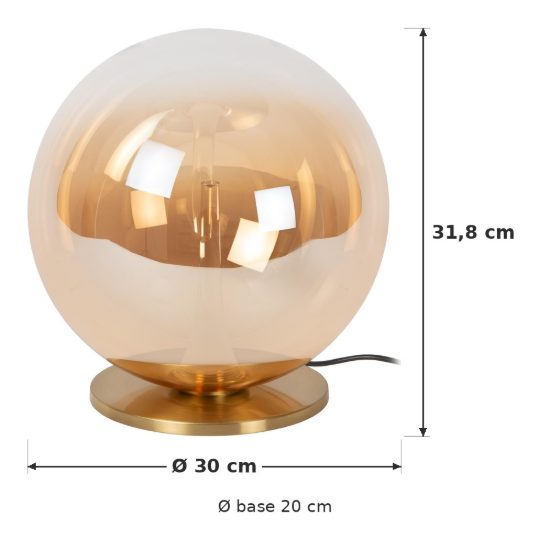 Abat-jour a globo per comodino contemporaneo ambra oro led 12w 2500k dimmerabile