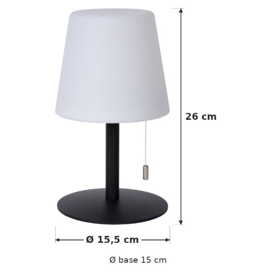 Lampada da tavolo da esterno conica moderna bianco nero led 1,8w 3000k ip44 ricaricabile