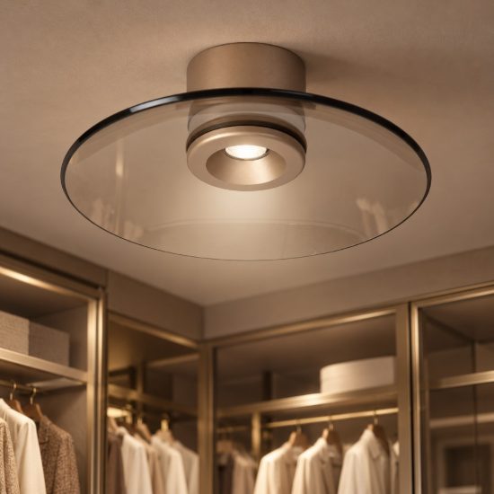 Plafoniera rotonda contemporanea ambra champagne led 10w cct 2700k 3300k 4000k