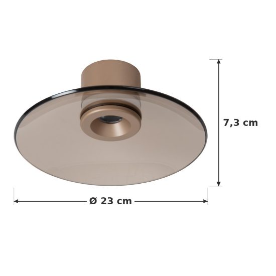 Plafoniera rotonda contemporanea ambra champagne led 10w cct 2700k 3300k 4000k