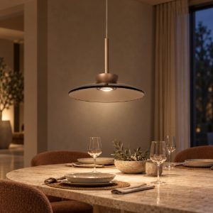 Lampadario rotondo per soggiorno ambra champagne led 16w cct 2700k 3300k 4000k