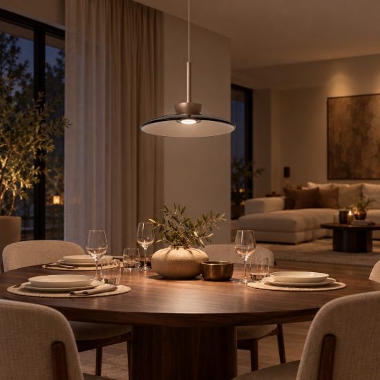 Lampadario rotondo per soggiorno ambra champagne led 16w cct 2700k 3300k 4000k