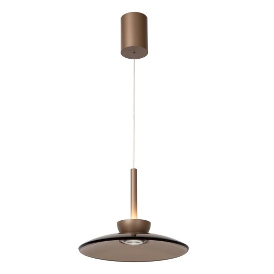Lampadario rotondo per soggiorno ambra champagne led 16w cct 2700k 3300k 4000k