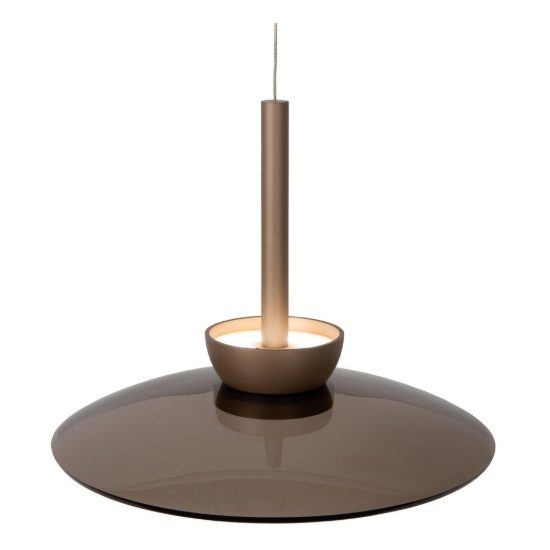 Lampadario rotondo per soggiorno ambra champagne led 16w cct 2700k 3300k 4000k
