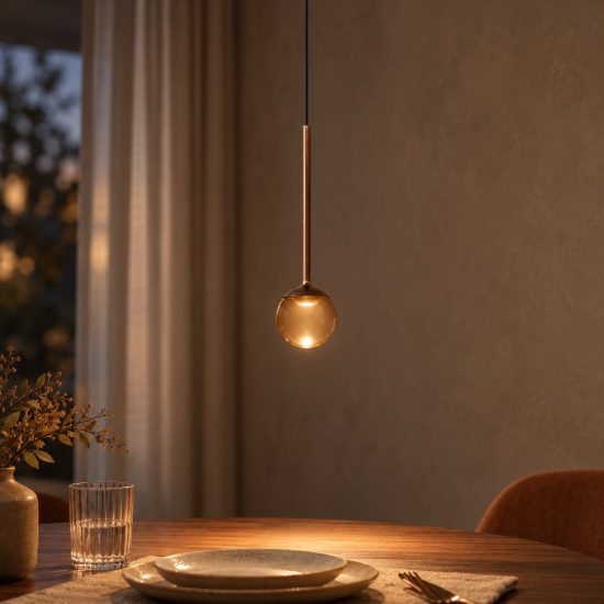 Lampada a sospensione a sfera per soggiorno moderna caffe ambra led 7w cct 2200k 2700k 3300k