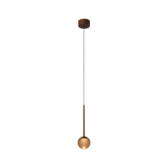 Lampada a sospensione a sfera per soggiorno moderna caffe ambra led 7w cct 2200k 2700k 3300k
