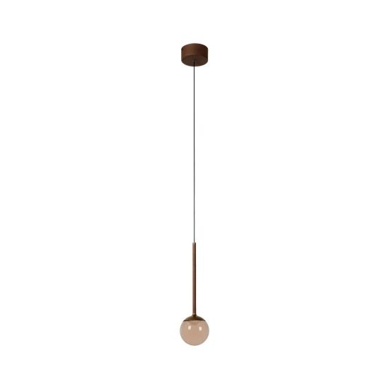 Lampada a sospensione a sfera per soggiorno moderna caffe ambra led 7w cct 2200k 2700k 3300k