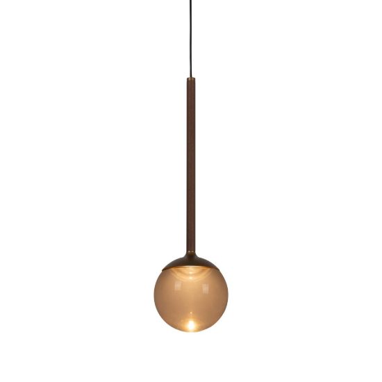 Lampada a sospensione a sfera per soggiorno moderna caffe ambra led 7w cct 2200k 2700k 3300k