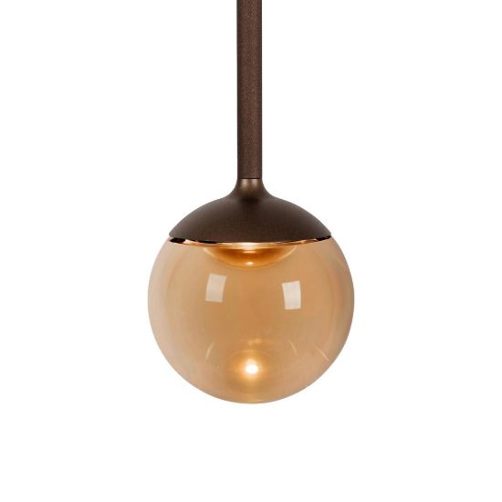 Lampada a sospensione a sfera per soggiorno moderna caffe ambra led 7w cct 2200k 2700k 3300k