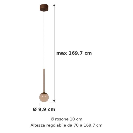 Lampada a sospensione a sfera per soggiorno moderna caffe ambra led 7w cct 2200k 2700k 3300k