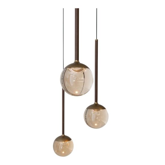 Lampadario con 5 pendenti a cascata per sala da pranzo caffe ambra led 41w cct 2200k 2700k 3300k