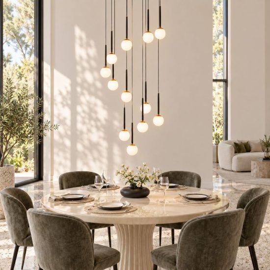 Lampadario con 12 pendenti a cascata per soggiorno nero opalino led 84w cct 2200k 2700k 3300k