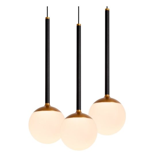 Lampadario con 12 pendenti ovale per sala da pranzo nero opalino led 84w cct 2200k 2700k 3300k