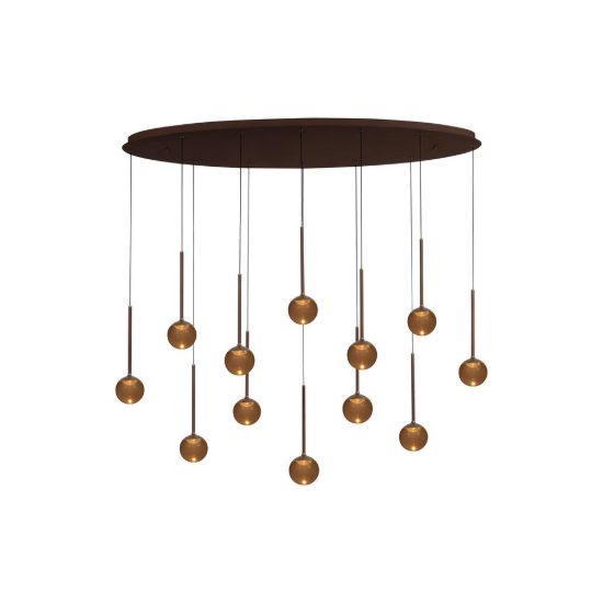 Lampadario con 12 pendenti ovale per sala da pranzo caffe ambra led 84w cct 2200k 2700k 3300k