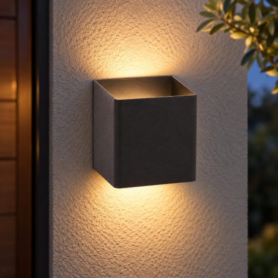 Applique da esterno a cubo ricaricabile nero led 6w 2700k ip54 con sensore di movimento