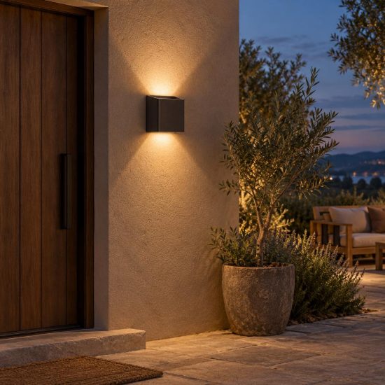 Applique da esterno a cubo ricaricabile nero led 6w 2700k ip54 con sensore di movimento