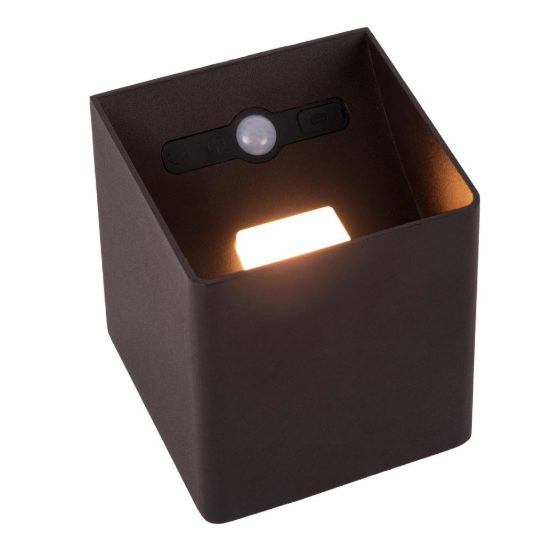Applique da esterno a cubo ricaricabile nero led 6w 2700k ip54 con sensore di movimento