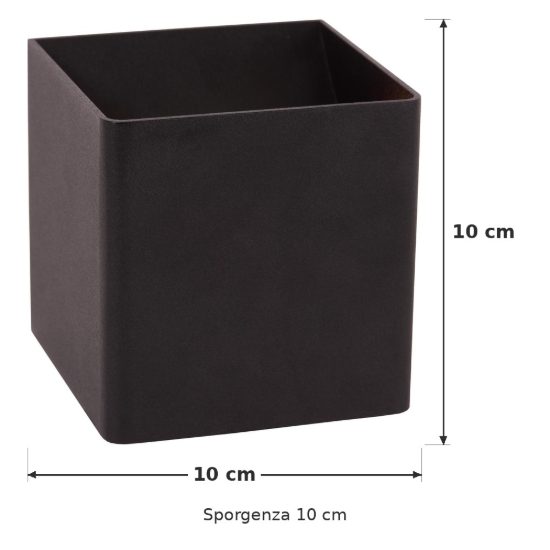 Applique da esterno a cubo ricaricabile nero led 6w 2700k ip54 con sensore di movimento
