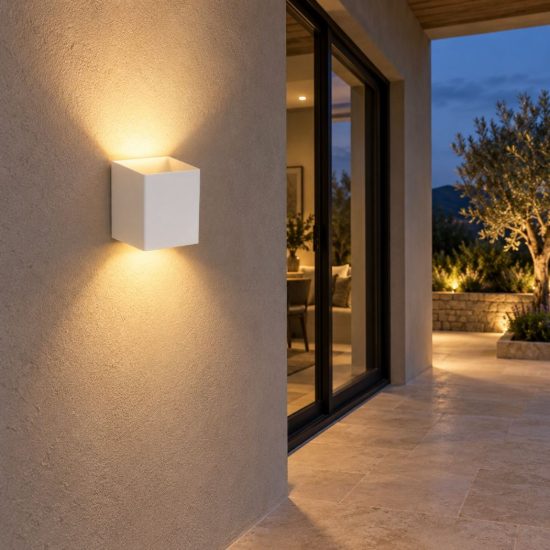 Applique da esterno a cubo ricaricabile bianco led 6w 2700k ip54 con sensore di movimento